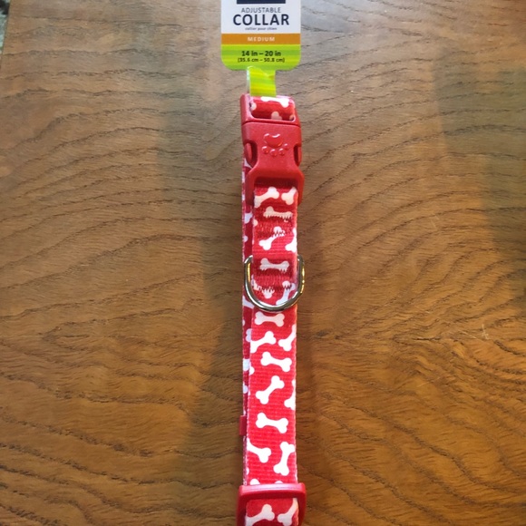 Red&White dog bone collar - Picture 5 of 6